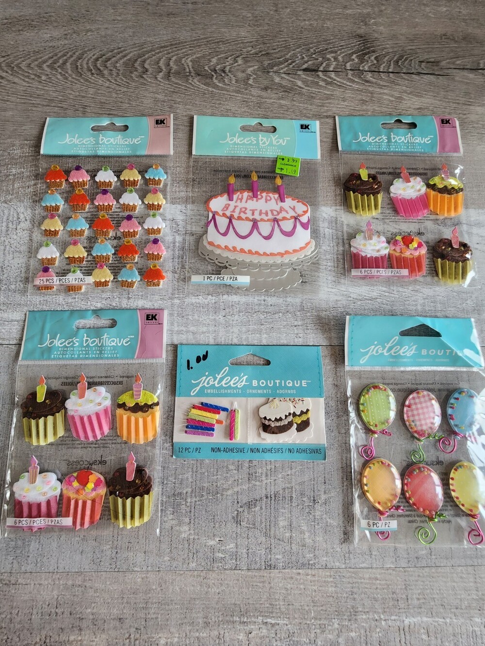 NEW Scrapbook Stickers LOT Birthday Celebration Presents Cake 2 Jolee Retired 33